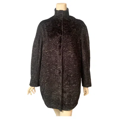 Pre-owned Alexander Mcqueen Black Cocoon Shaped Faux Fur Jacket Coat