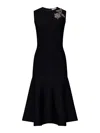 Alexander Mcqueen Black Compact Viscose Blend Knit Midi Dress In Black