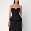Alexander Mcqueen Black Corset Top In Silk Blend In Black
