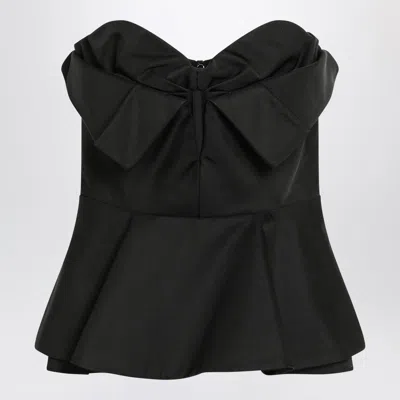 Alexander Mcqueen Black Corset Top In Silk Blend