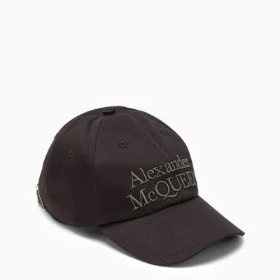 Alexander Mcqueen Black Cotton Baseball Cap In Green