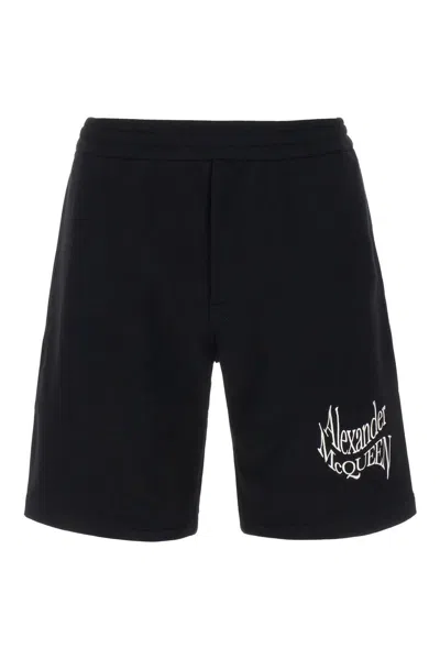 ALEXANDER MCQUEEN BLACK COTTON BERMUDA SHORTS