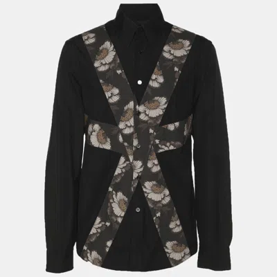 Pre-owned Alexander Mcqueen Black Cotton Floral Print Long Sleeve Shirt S