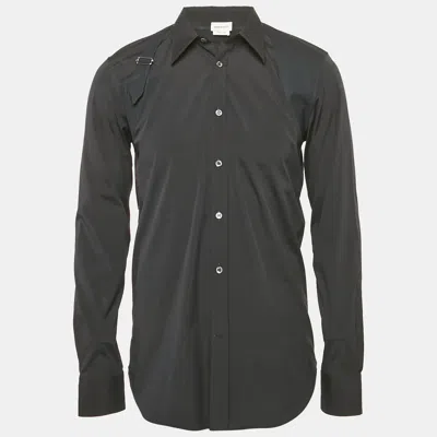 Pre-owned Alexander Mcqueen Black Cotton Harness Detail Shirt L
