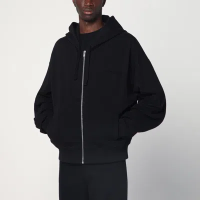 Alexander Mcqueen Black Cotton Hoodie In Blue
