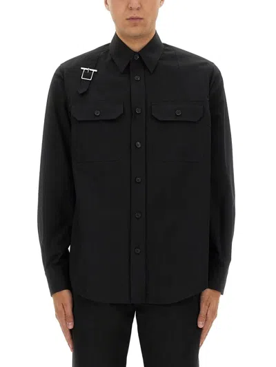 ALEXANDER MCQUEEN ALEXANDER MCQUEEN BLACK COTTON MIX SHIRTS