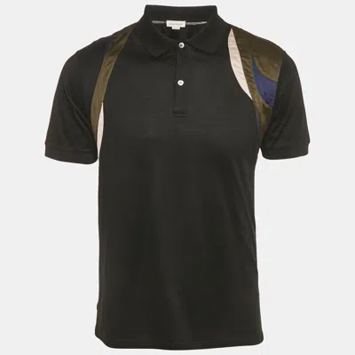 Pre-owned Alexander Mcqueen Black Cotton Panel Detail Polo T-shirt M