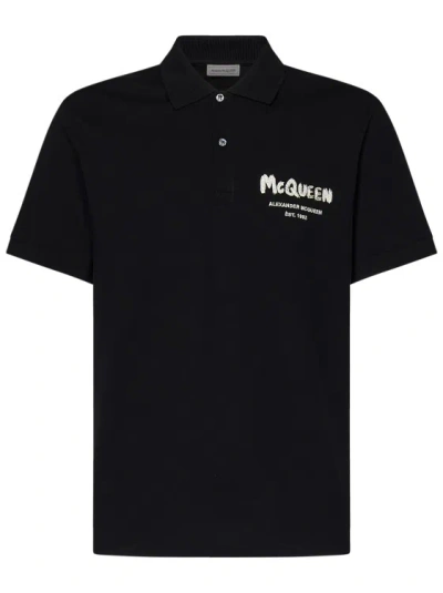 Alexander Mcqueen Black Cotton Piqué Polo Shirt