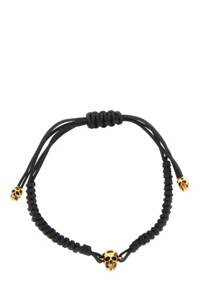 Alexander Mcqueen Black Cotton Skull Bracelet