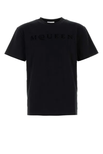 ALEXANDER MCQUEEN MEN BLACK COTTON SOLID T-SHIRT, M LUXURY T-SHIRTS FOR MEN DARVEYS