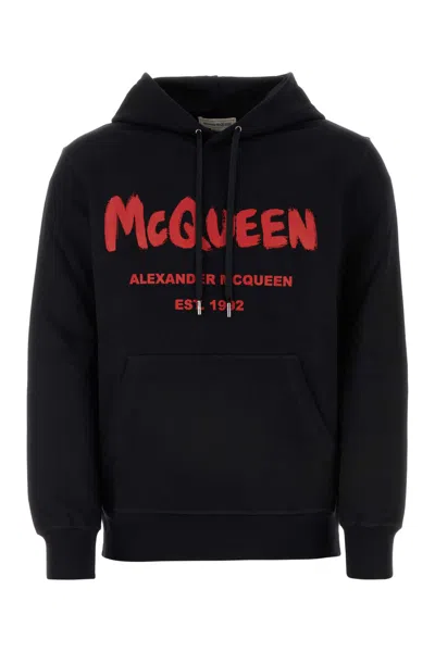 Alexander Mcqueen Graffiti Hoodie In Blacklustred