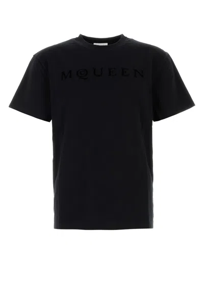 Alexander Mcqueen Crew Neck Cotton T-shirt With Short Sleeves In Black