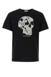 Alexander Mcqueen Skull Embroidered Cotton Jersey T-shirt In Black