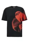 Alexander Mcqueen Loose Fit Cotton T-shirt With Graphic Print In Black