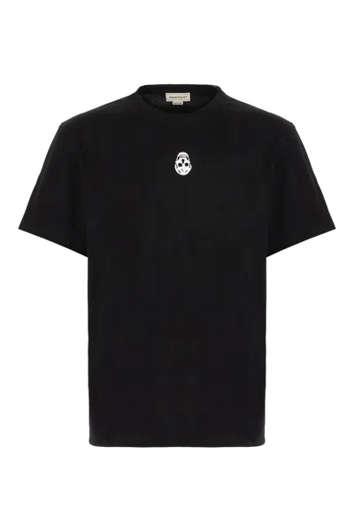 Alexander Mcqueen Black Cotton T-shirt In Multicolor
