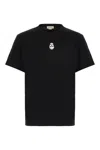 Alexander Mcqueen Mcqueen Flocked 'skull' T Shirt In Black White