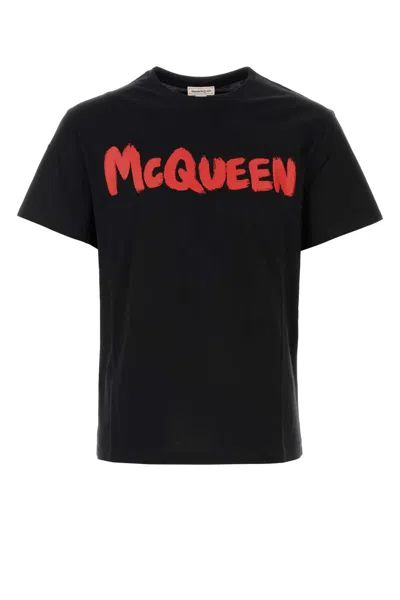 Alexander Mcqueen Black Cotton T-shirt In Blackred