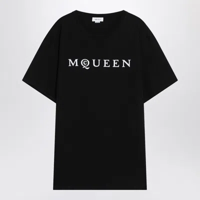 ALEXANDER MCQUEEN ALEXANDER MCQUEEN BLACK COTTON T-SHIRT WITH LOGO MEN