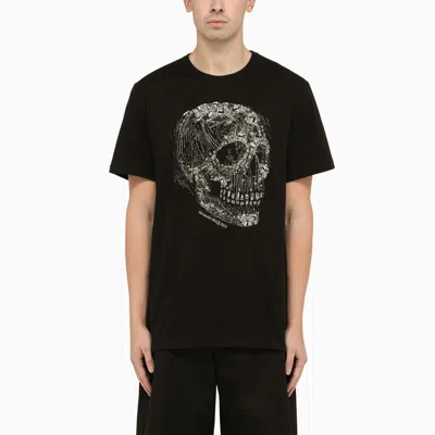Alexander Mcqueen Black Cotton T-shirt With Print Men