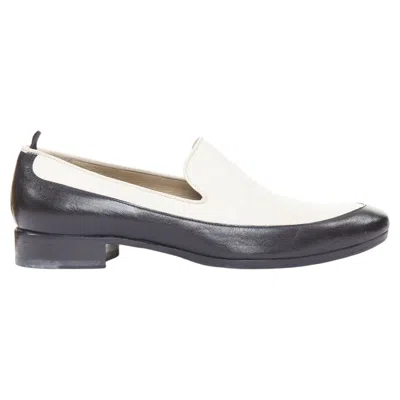Pre-owned Alexander Mcqueen Black Cream Leather Bicolor Panelled Venetian Loafer Eu43 In White