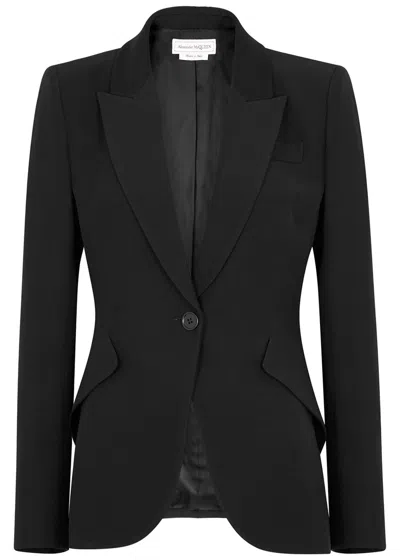 Alexander Mcqueen Black Crepe Blazer