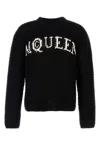 Alexander Mcqueen Logo Crewneck Cotton Sweater In Black