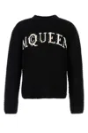 Alexander Mcqueen Logo Crewneck Cotton Sweater In Blackivory
