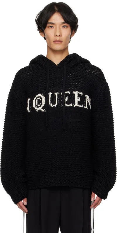 Alexander Mcqueen Black Cropped Hoodie