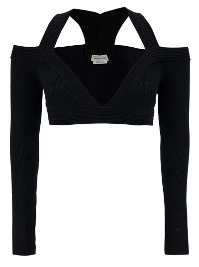 ALEXANDER MCQUEEN BLACK CROPPED TOP