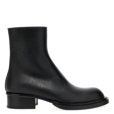 ALEXANDER MCQUEEN ALEXANDER MCQUEEN BLACK CUBAN STACK LEATHER BOOTS