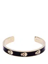 Alexander Mcqueen Thin Skull Cuff Bracelet In Black
