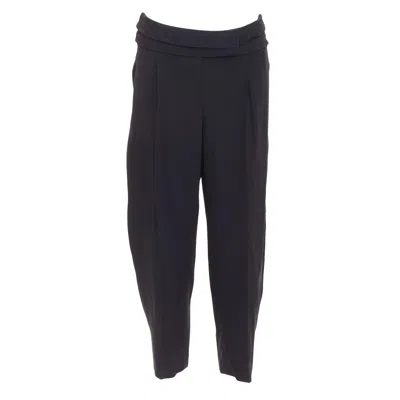 Pre-owned Alexander Mcqueen Black Cummerbund Waistband Tapered Cropped Trousers It40 S