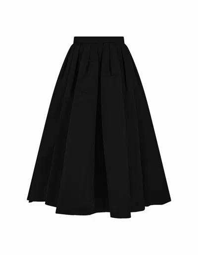 Alexander Mcqueen Black Curled Midi Skirt