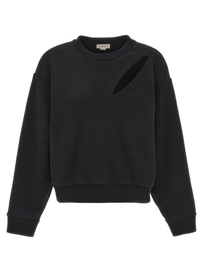 ALEXANDER MCQUEEN BLACK CUT AND SEW SWEATSHIRT