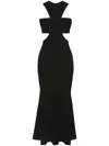 Alexander Mcqueen Black Slashed Harness Midi Dress In Black