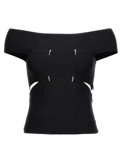 ALEXANDER MCQUEEN BLACK STRETCH VISCOSE BLEND TOP