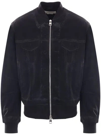 ALEXANDER MCQUEEN BLACK DENIM BOMBER JACKET