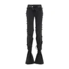 Alexander Mcqueen Mcqueen Asymmetric Closure Black Denim Jeans In Black