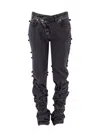 Alexander Mcqueen Women Black Denim Trouser With Knot Details In Black