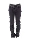 Alexander Mcqueen Women Black Denim Trouser With Knot Details In Black