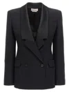 Alexander Mcqueen Mcqueen Double-breasted Blazer With Satin Details In Black