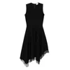 Alexander Mcqueen Asymmetric Hem Lace Trim Sleeveless Dress In Black