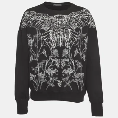Pre-owned Alexander Mcqueen Black Embroidered Cotton Sweatshirt S