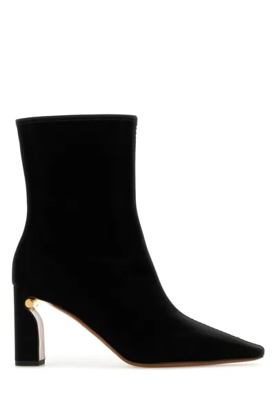 ALEXANDER MCQUEEN STIVALETTI IN TESSUTO NERO  DONNA