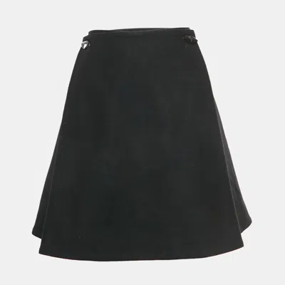 Pre-owned Alexander Mcqueen Black Felt Pleated Mini Skirt S