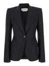 Alexander Mcqueen Alexander Mc Queen Pinstriped Single Breasted Blazer In Black