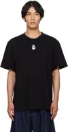 Alexander Mcqueen Black Flocked Skull T-shirt In Black