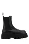 Alexander Mcqueen Black Glossy Leather Ankle Boots With Tank Sole