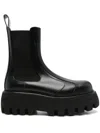 Alexander Mcqueen Black Glossy Leather Ankle Boots With Tank Sole In Black