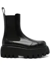 Alexander Mcqueen Black Glossy Leather Ankle Boots With Tank Sole In Black